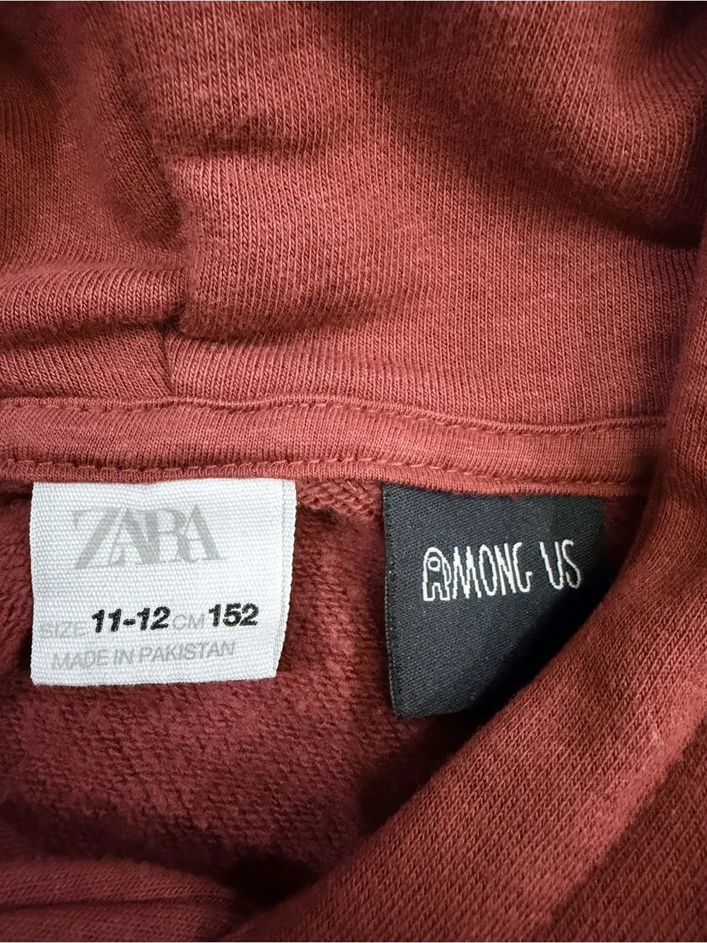 Zara Kids x Among Us Hoodie Size 11-12 Years Red Maroon Embroidered Sweatshirt